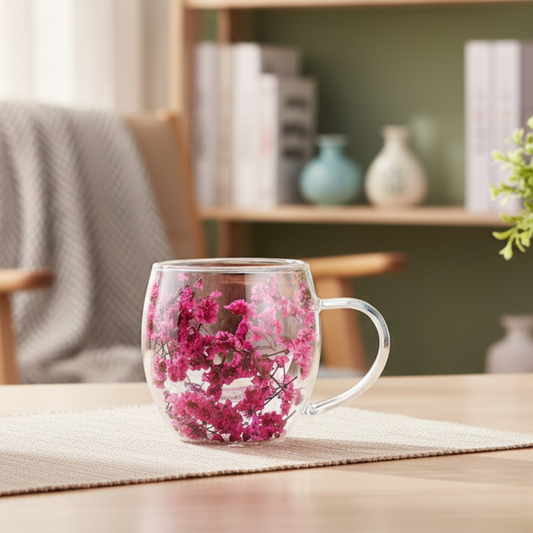 Dubbellaags Droogbloemen Glas