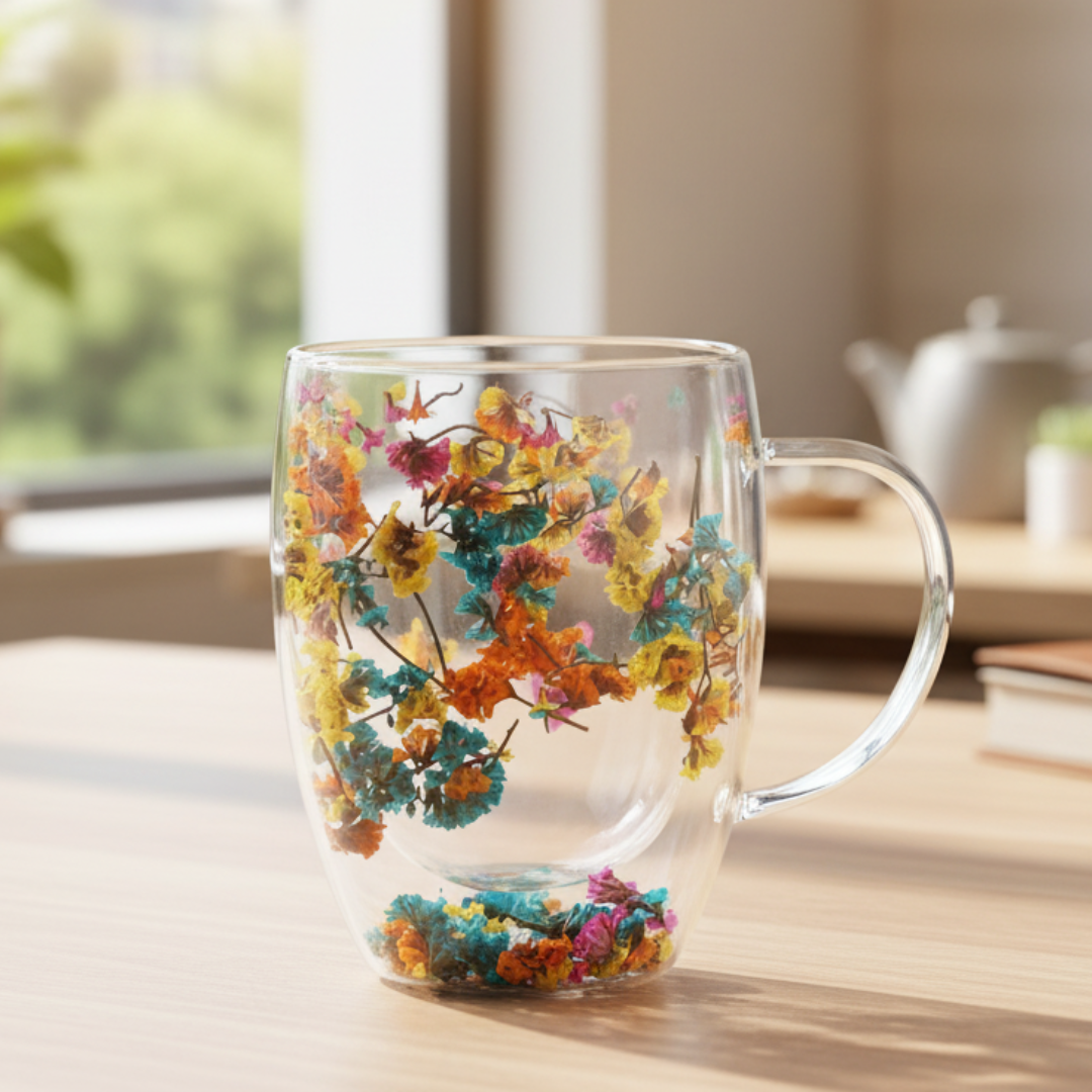 Dubbellaags Droogbloemen Glas