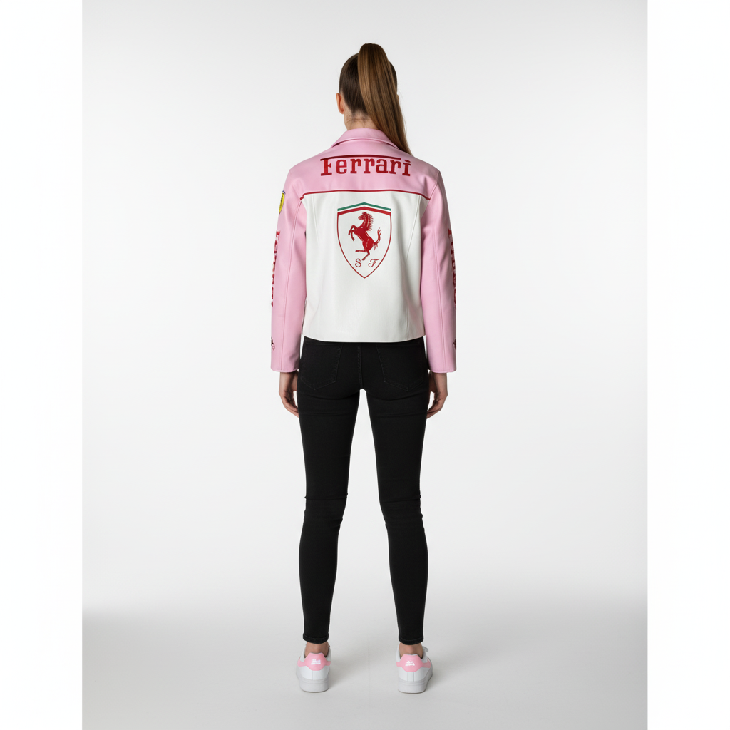 Light Pink Faux Leather Racing Jacket
