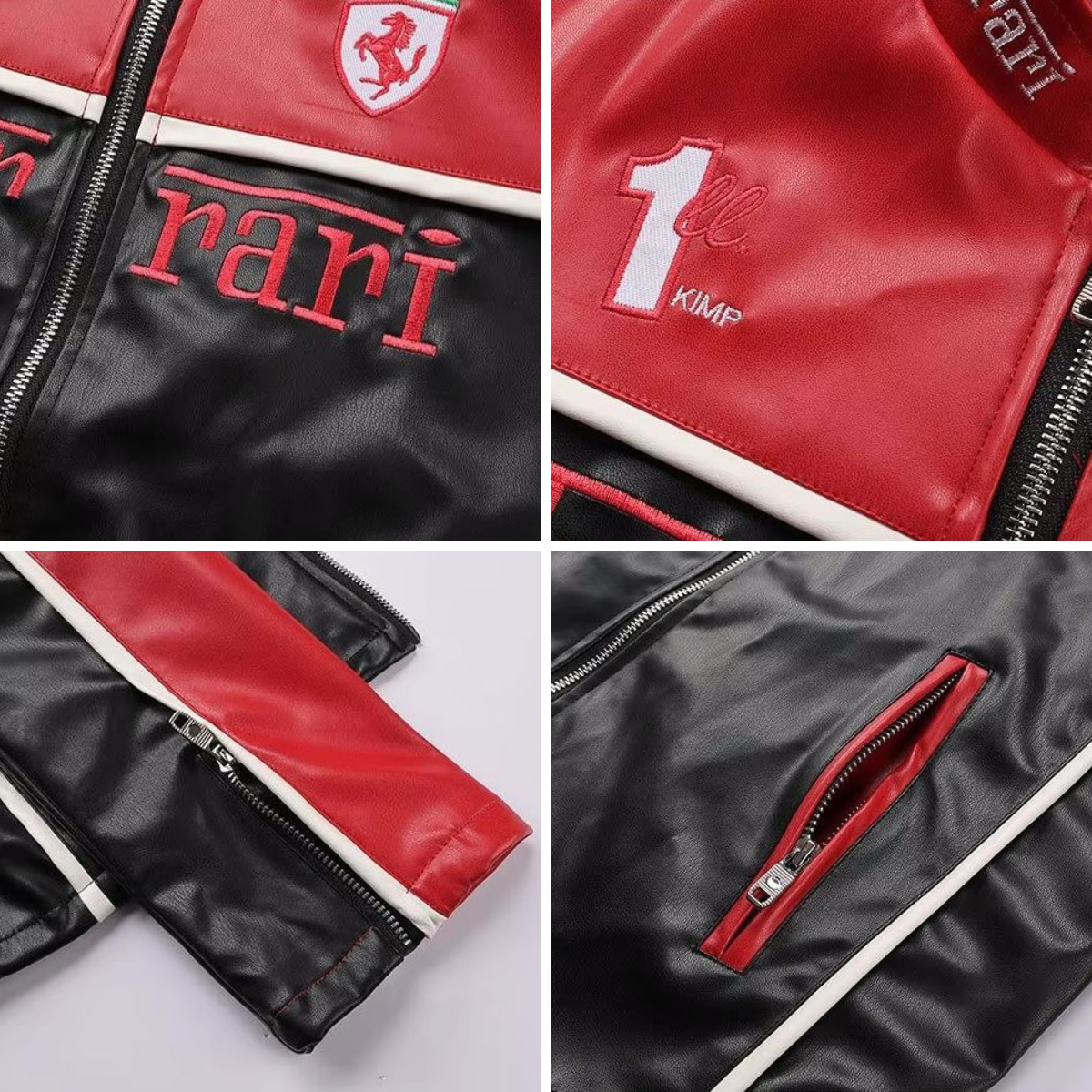 Red Faux Leather Racing Jacket
