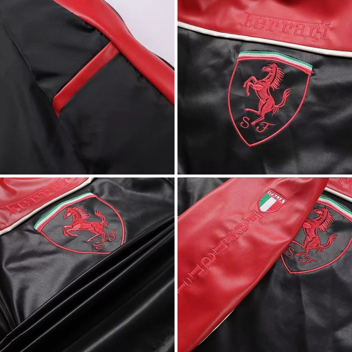 Red Faux Leather Racing Jacket