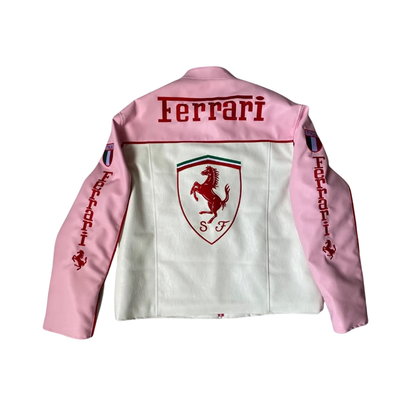 Light Pink Faux Leather Racing Jacket