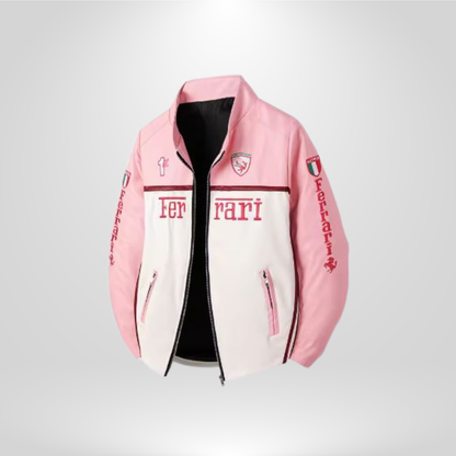 Light Pink Faux Leather Racing Jacket