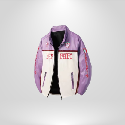 Purple Faux Leather Racing Jacket