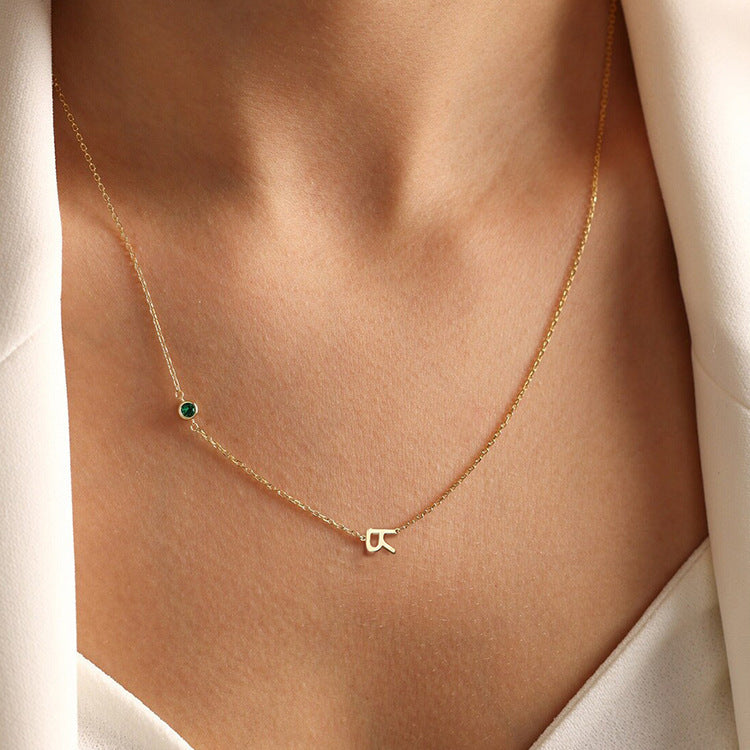 Initial & Birthstone Necklace