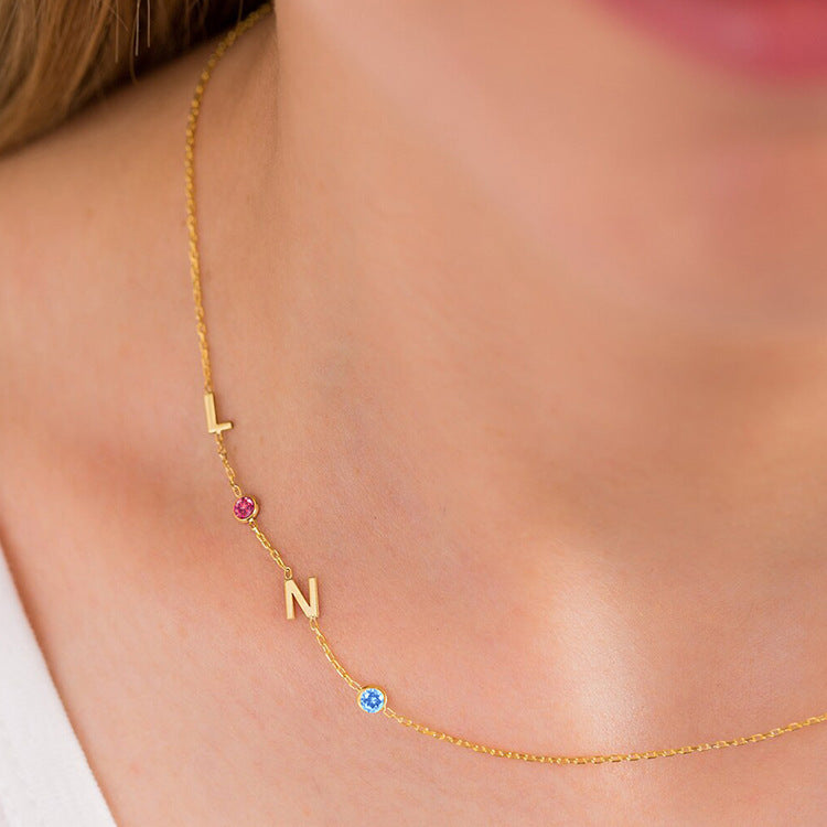 Initial & Birthstone Necklace